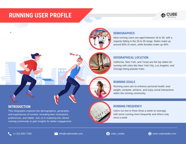 Plantilla de infografía de perfil de usuario en ejecución