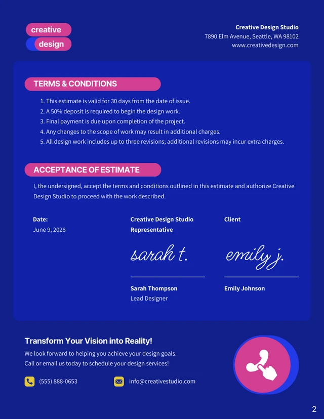 Design Estimate Template - Page 2