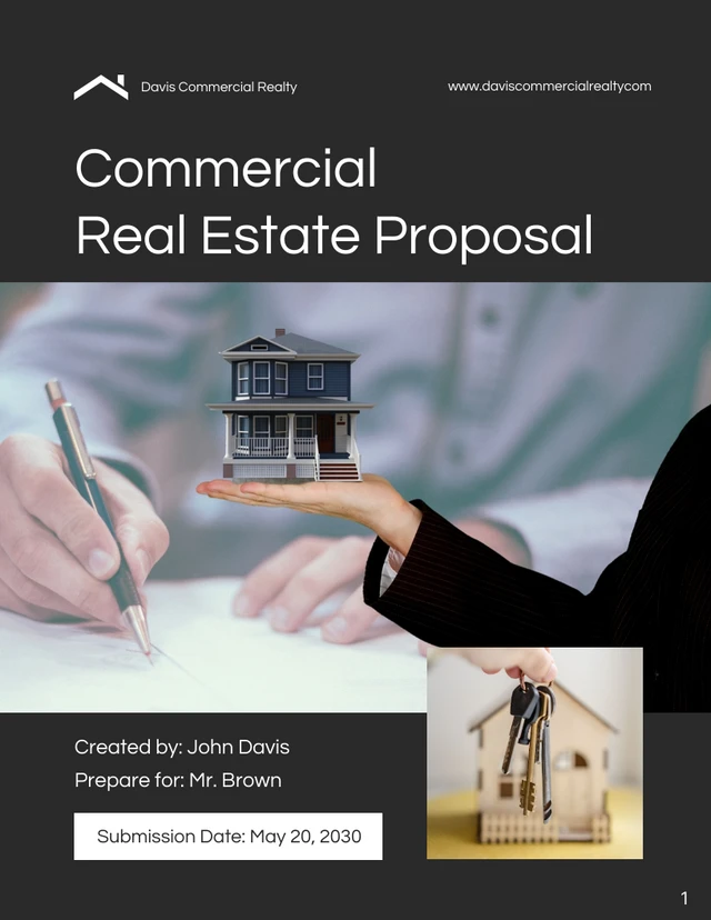 Black and White Commercial Real Estate Proposal - Page 1
