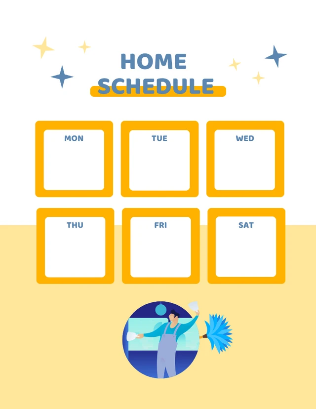 White And Yellow Minimalist Home Schedule Template