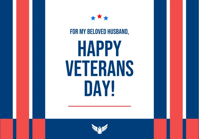 Blue And Red Minimalist Happy Veterans Day Card Template