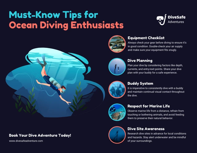 Must-Know Tips for Ocean Diving Enthusiasts Infographic Template