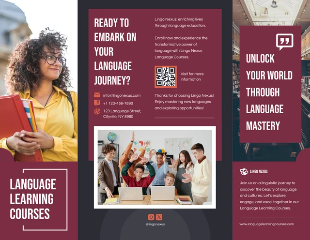 Language Learning Courses Gate-Fold Brochure - Page 1