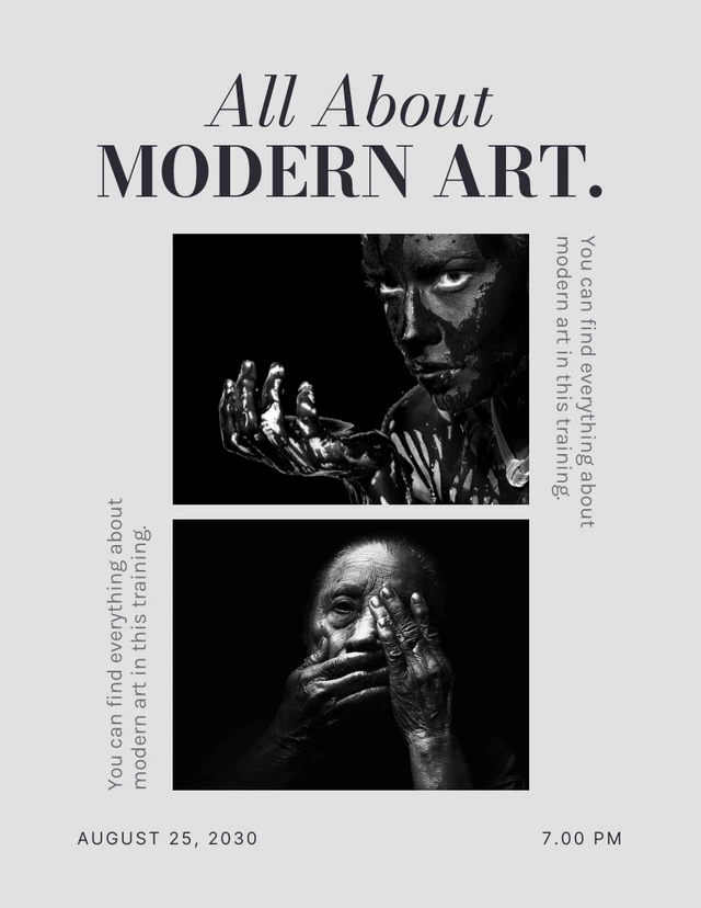 Light Grey Minimalist Modern Art Event Poster Template
