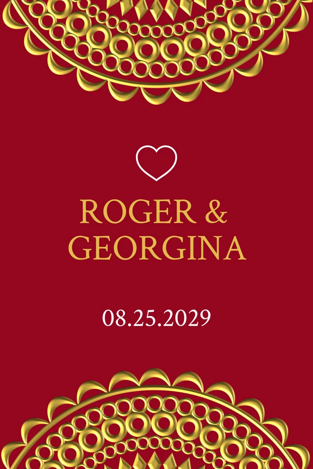 Modèle d'étiquettes de mariage élégant rouge et or