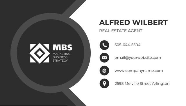 Black and White Simple Minimalist Real Estate Business Card - Page 1