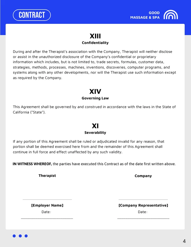 Therapist Employment Contract Template - page 4
