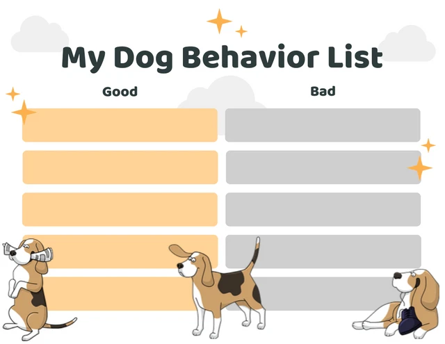 White Simple My Dog Behavior Schedule Template