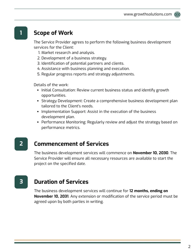 Business Development Contract Template - Page 2