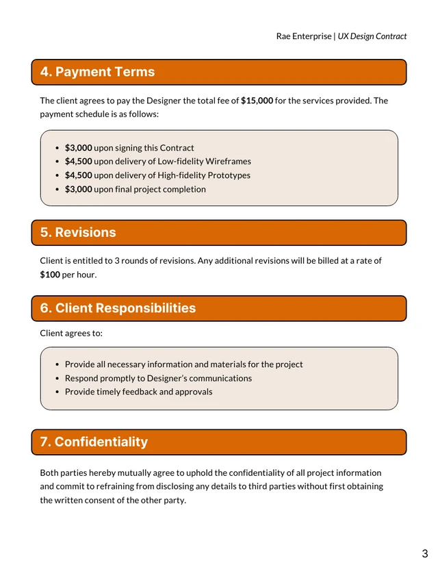 UX Design Contract Template - page 3