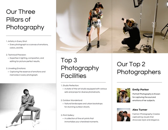 Minimalist Clean White and Black Photography Tri-fold Brochure - Page 2