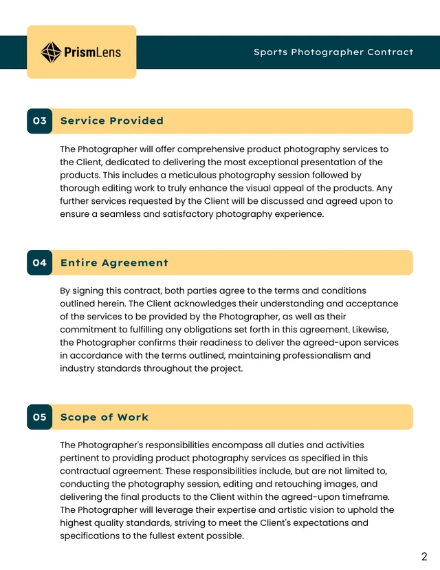 Sports Photographer Contract - صفحة 2