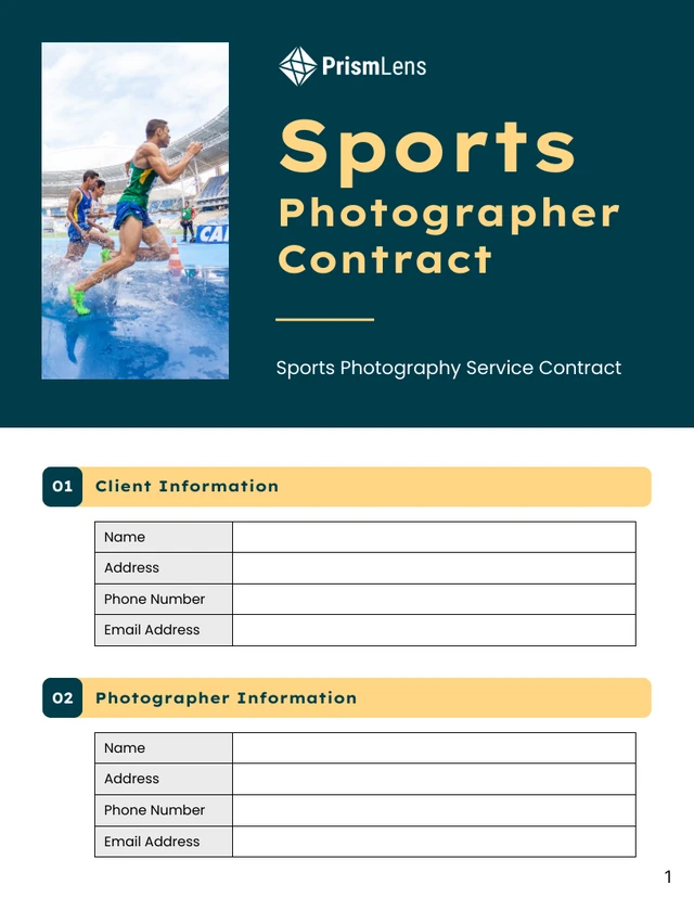 Sports Photographer Contract - Page 1