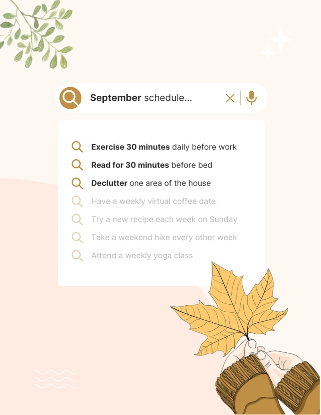 Pastel Peach September Schedule List Template