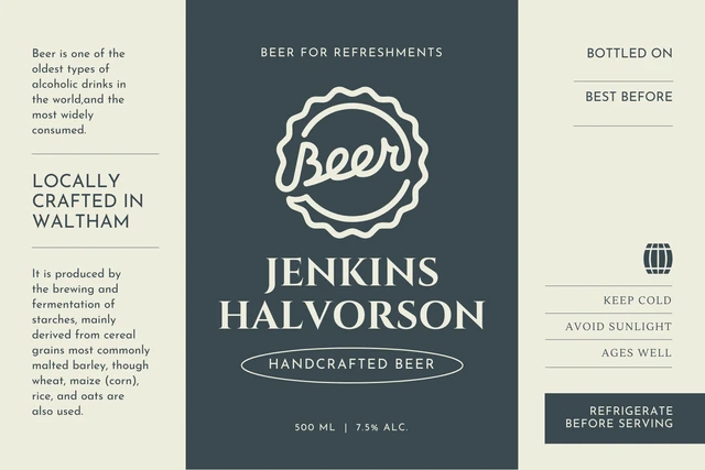 Minimalist Beige And Gray Beer Label Template