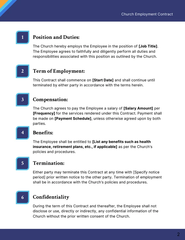 Church Employment Contract Template - Pagina 2