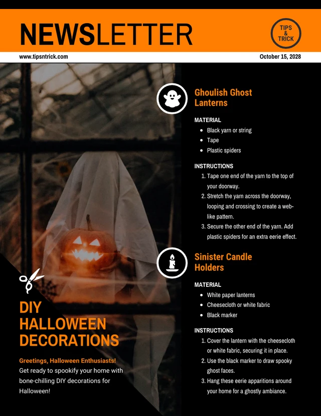DIY Halloween Decorations Newsletter Template