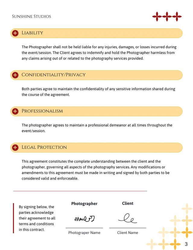 Photography Contract - page 3