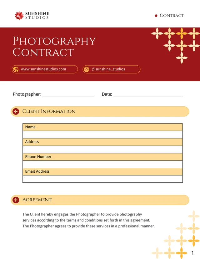 Photography Contract - صفحة 1