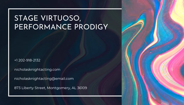 Dark Abstract Photo Waves Professional Actor Business Card - Page 2