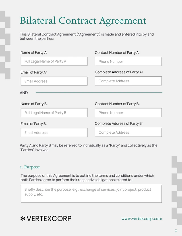 Bilateral Contract Template - Página 1