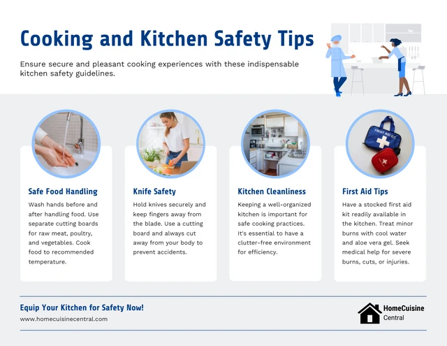 Dicas de segurança na cozinha: modelo de infográfico de culinária