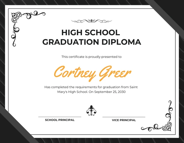 Dark Gray Modern Diploma Certificate Template