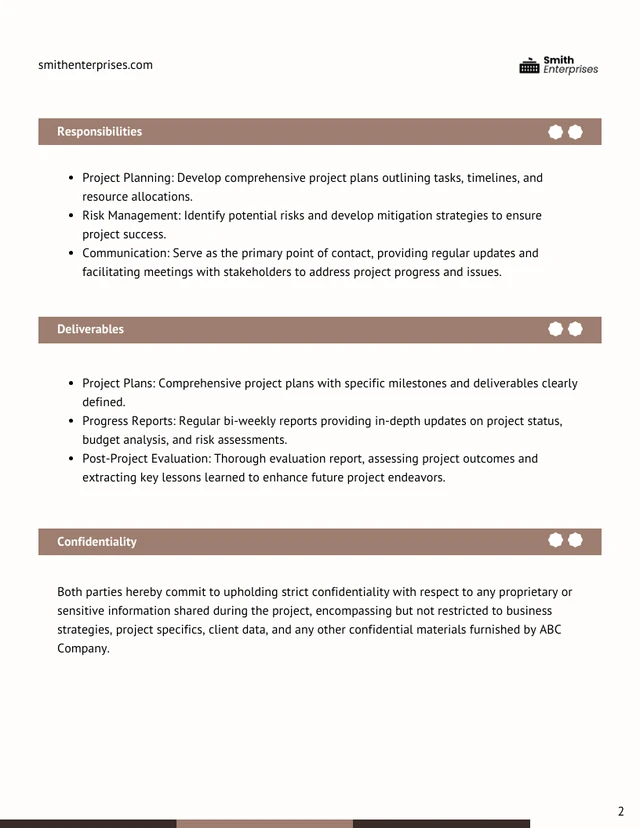 Freelance Project Manager Contract Template - page 2