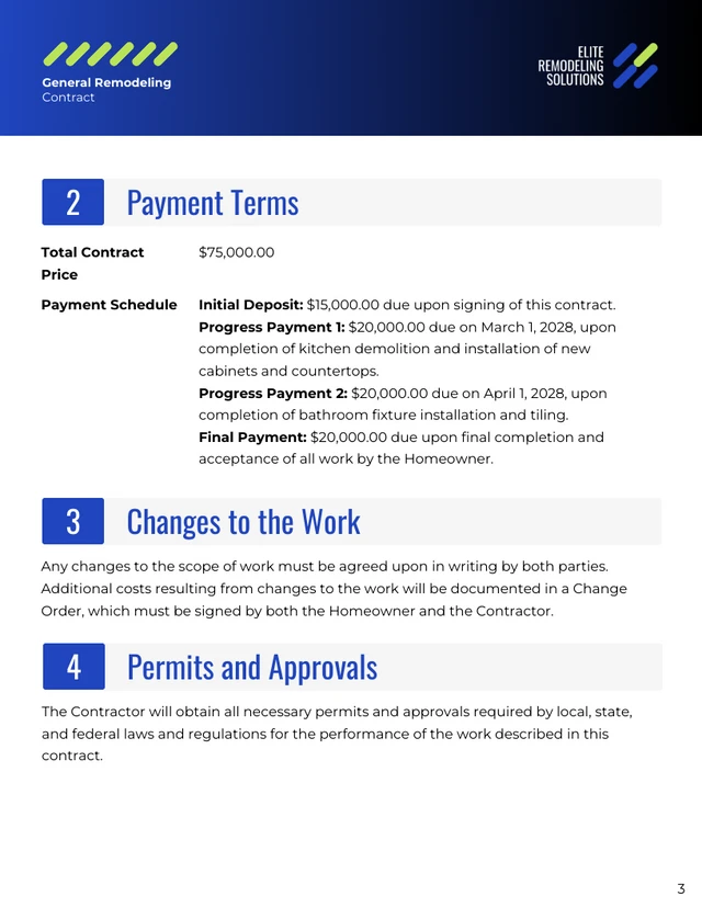 General Remodeling Contract Template - page 3