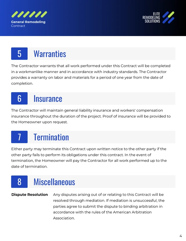 General Remodeling Contract Template - Página 4