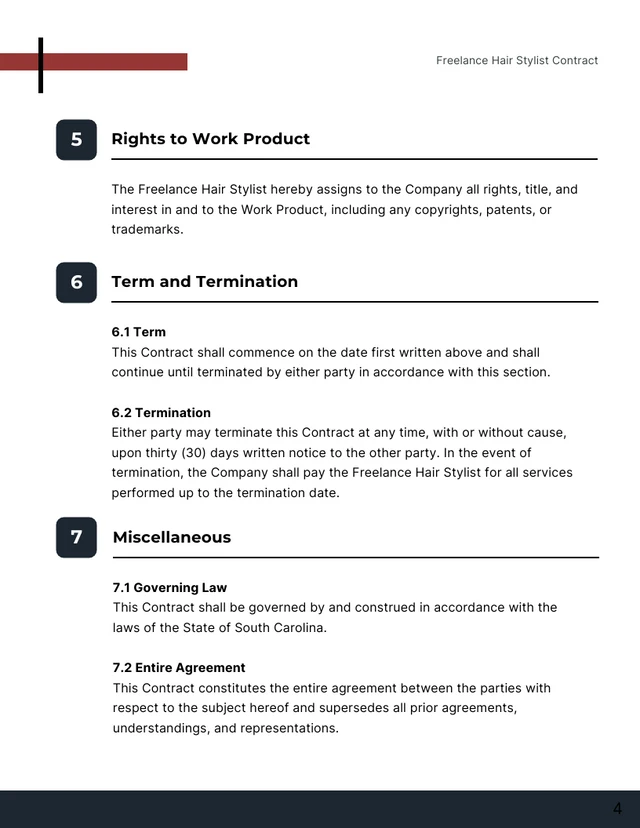 Freelance Hair Stylist Contract Template - Pagina 4