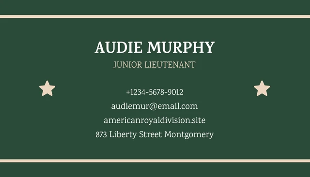 Dark Green Simple Professional Military Business Card - page 2