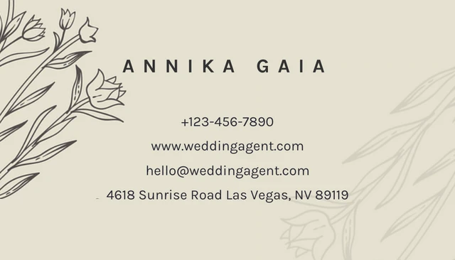 Beige Vintage Floral Aesthetic Wedding Agent Business Card - Seite 2
