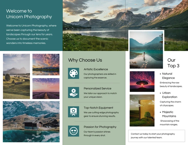 Aesthetic Emerald Green Landscape Photography Tri-fold Brochure - Page 2