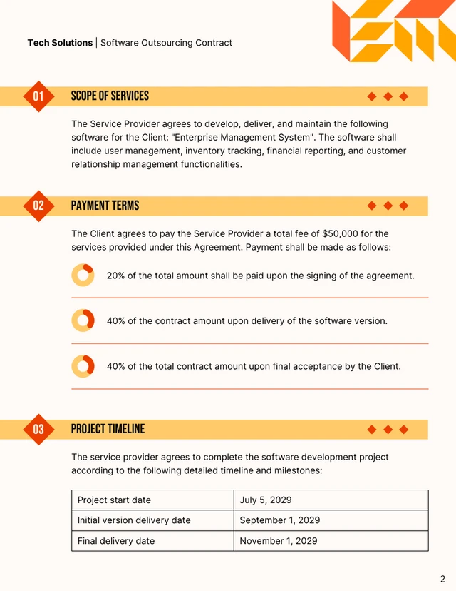 Software Outsourcing Contract Template - Seite 2