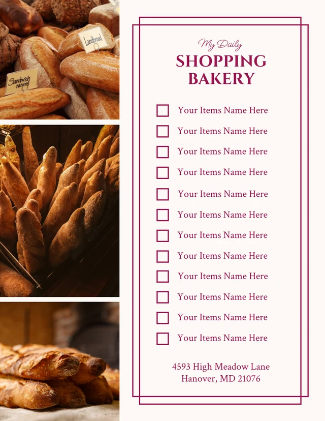 Light Grey And Dark Pink Classic Shopping Bakery Checklist