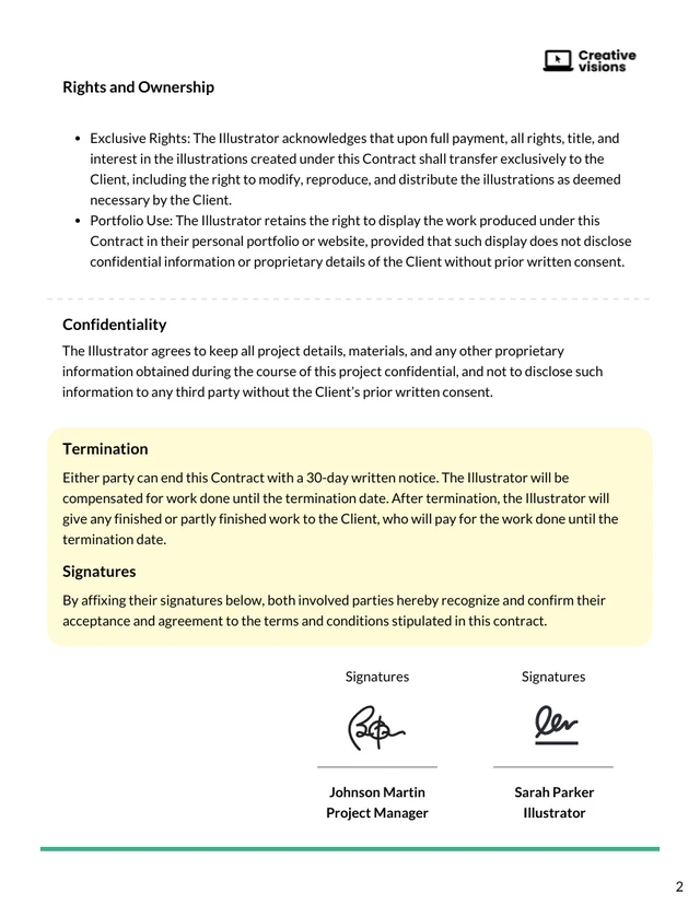 Freelance Illustrator Contract Template - Page 2