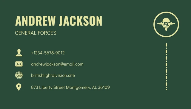 Green Simple Illustration Military Business Card - Page 2