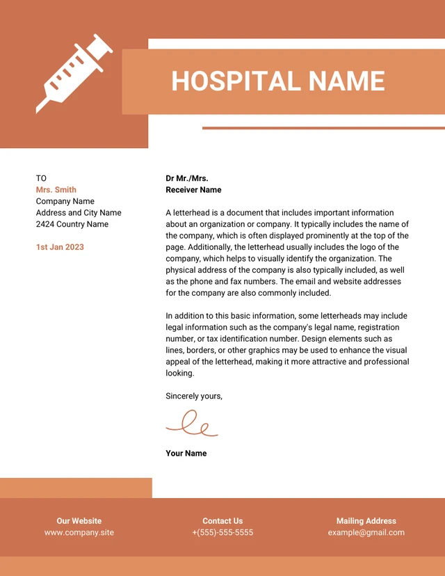 Brown Monochrome Modern Hospital Letterhead Template