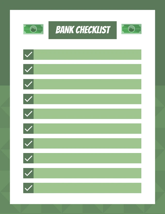 Green Monochrome Simple Geometric Bank Checklist