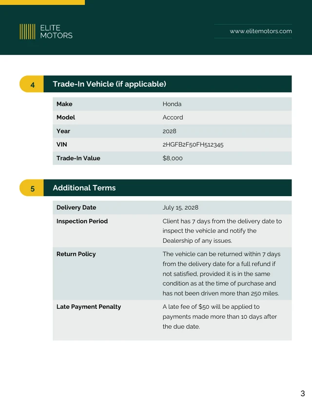 Car Dealership Contract Template - Page 3