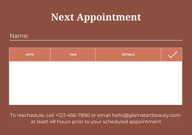 Brown Minimalist Aesthetic Appointment Card - Page 2