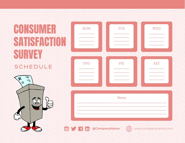 Baby Pink Cute Illustration Consumer Survey Schedule Template
