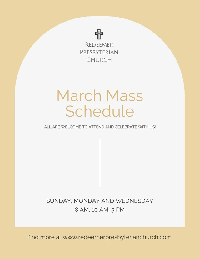 Elegant Mass Schedule Brown and White with Frame Flyer Template