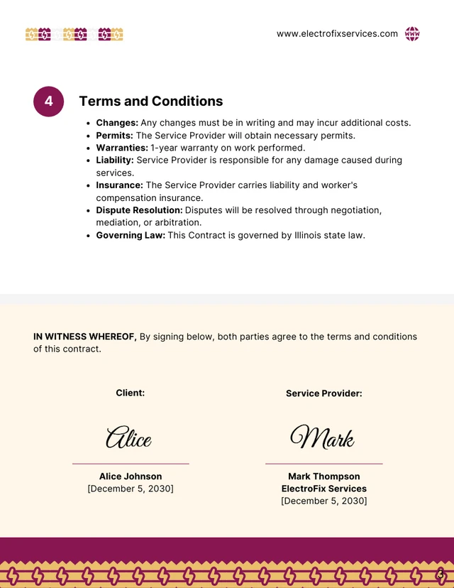 Electrical Contract Terms And Conditions Template - page 3