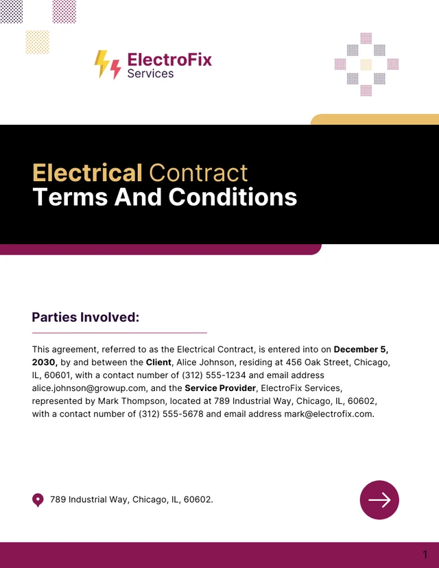 Electrical Contract Terms And Conditions Template - page 1