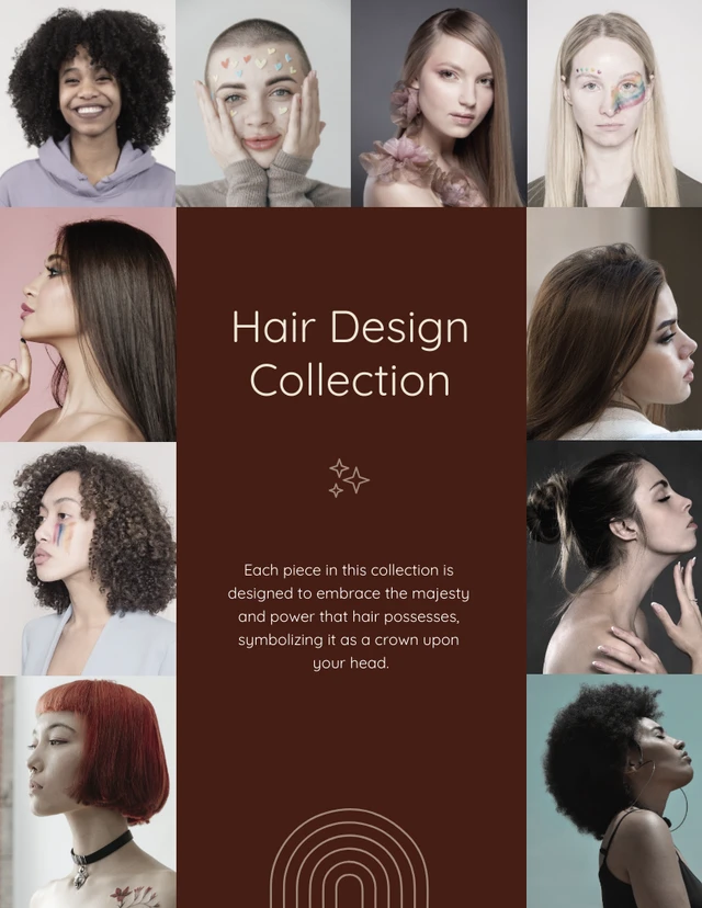 Braune, elegante Haar-Design-Collage-Vorlage