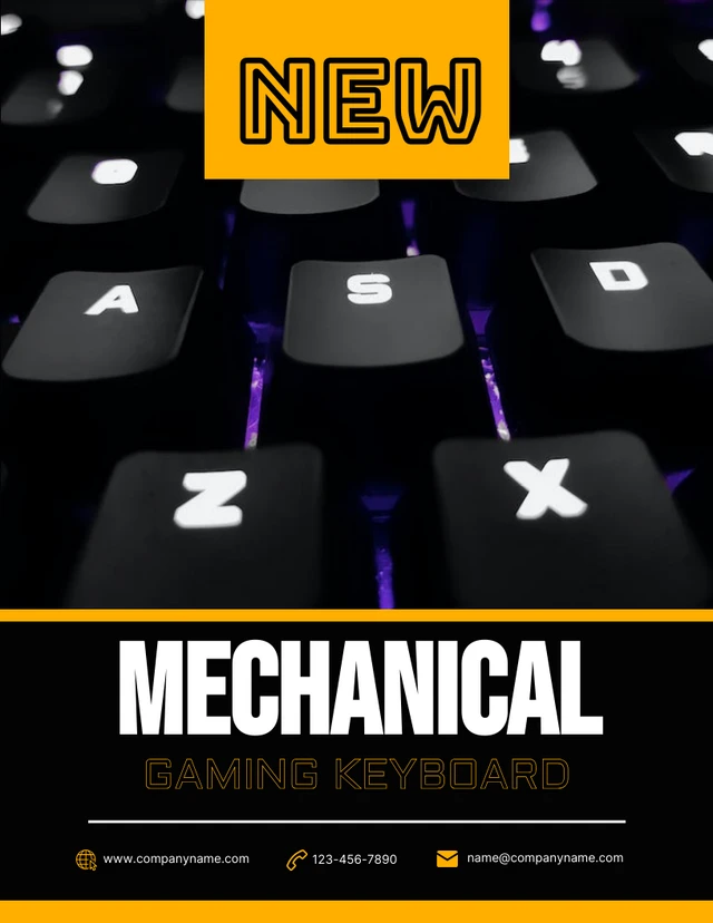Poster-Vorlage für mechanische Gaming-Tastatur mit schwarzem Foto