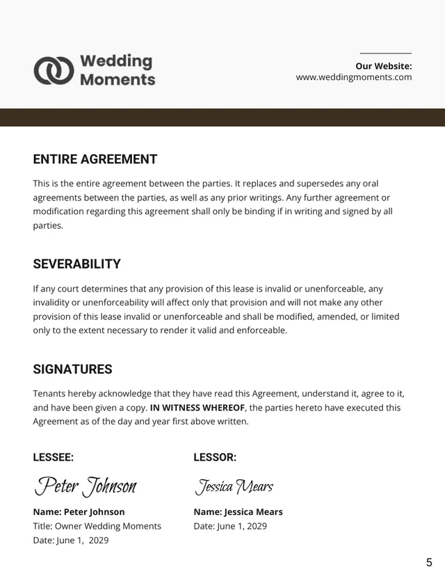 Wedding Decor Rental Contract Template - Page 5