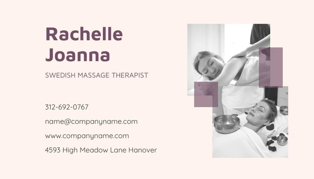 Purple and Cream Massage Therapist Business Card - Seite 2